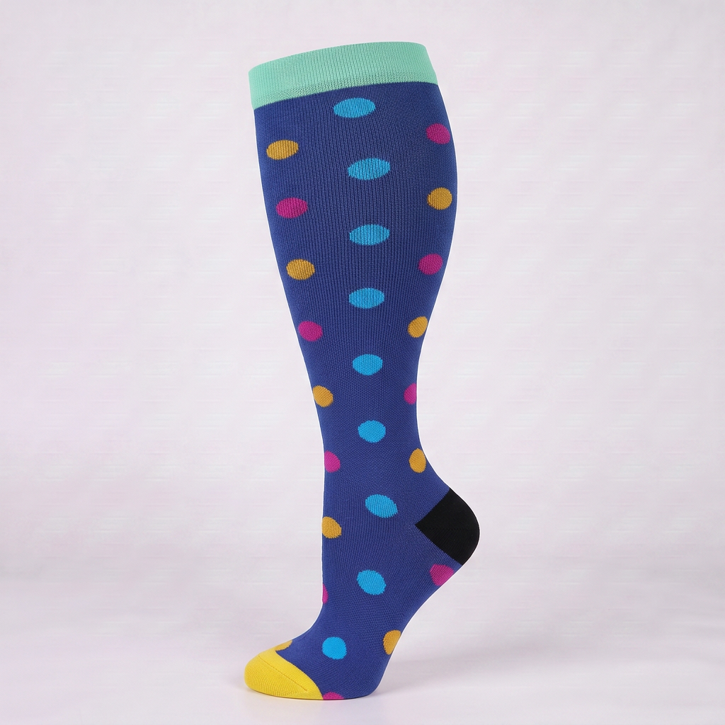 ComfortLegs™ Purple Dot Party – Wide Calves